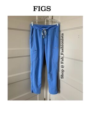 FIGS Yola High-Rise Slim Scrub Pant Ceil Blue Drawstring Scrub Pants L